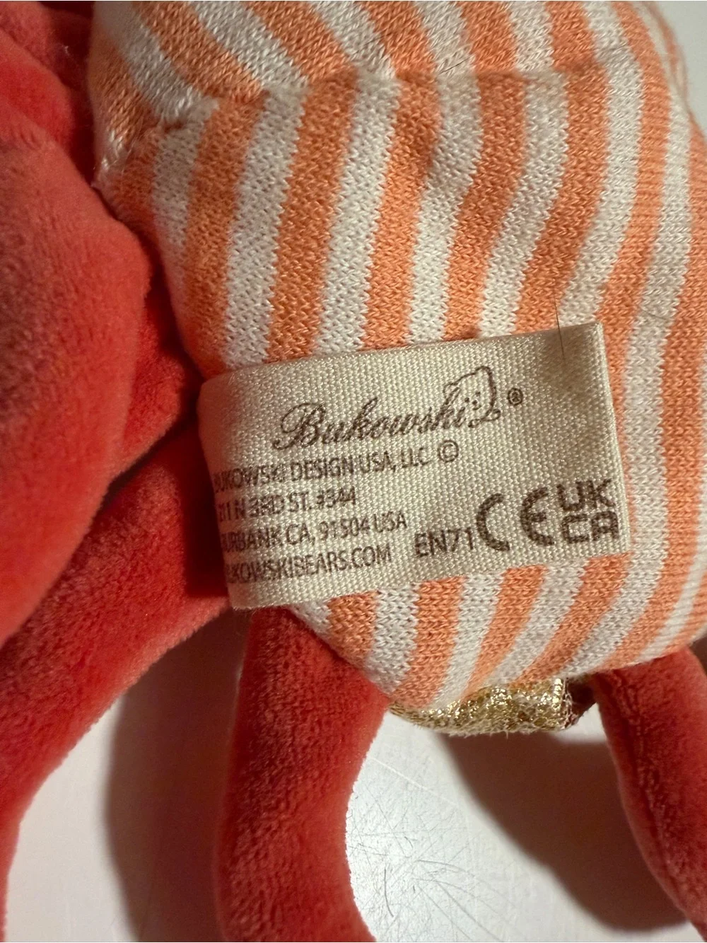 Bukowski orange striped crab plush